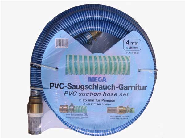 Saugschlauchgarnitur PVC 1"AG mit 1" Messing Fußventil 7 Meter