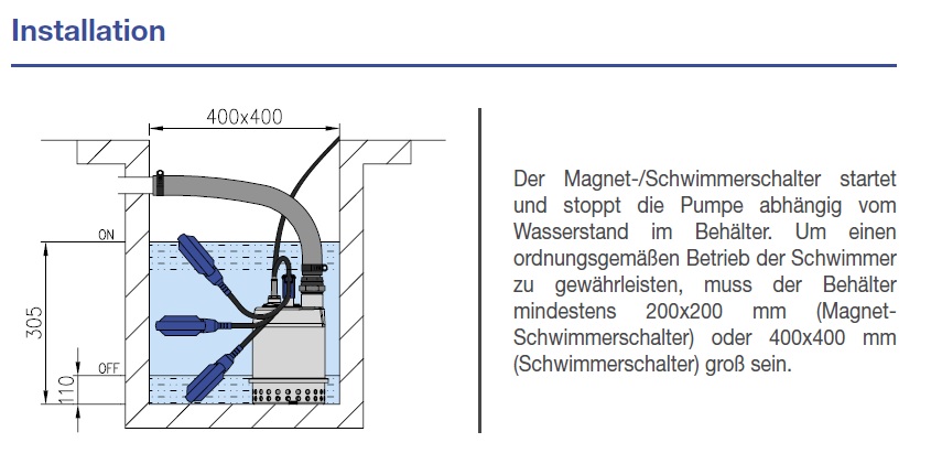 EBARA Optima MA für Kleinkläranlagen 230V/50Hz 0,25kW