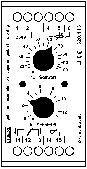 RAM Temperaturregler mit Zweipunktausgang 15..105°C  320.113