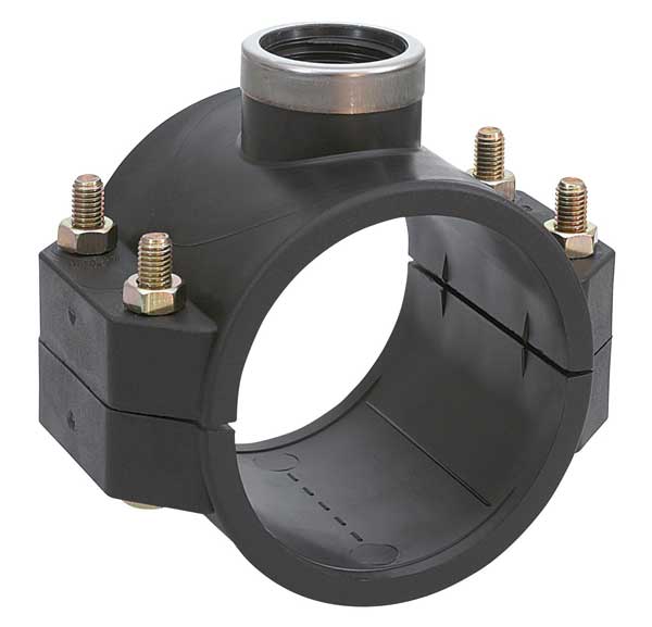 PE-Anbohrschelle 63mm x 3/4" Innengewinde 4 Schrauben