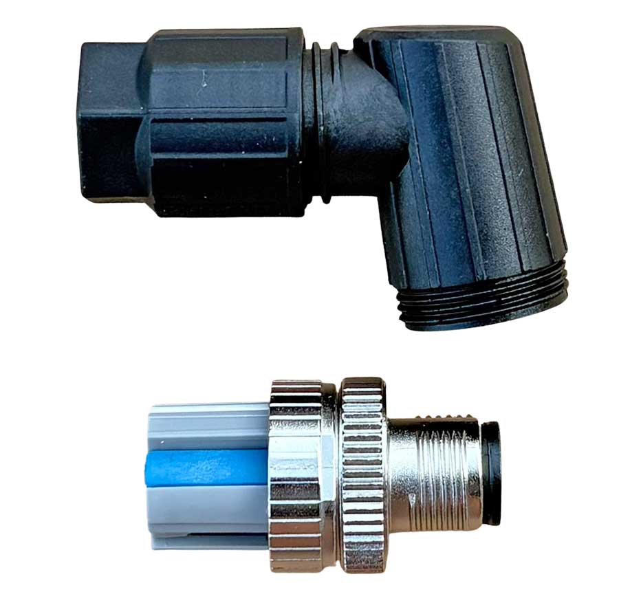 M12-Stecker 4P gewinkelt mit Federanschlüssen