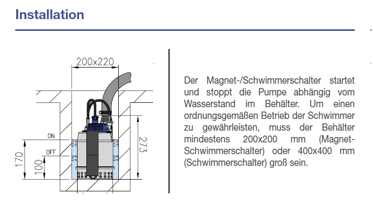 EBARA Optima MS Schmutzwasserpumpe 230V/50Hz 0,25kW